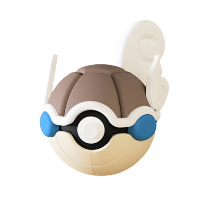 A 3D-printed Pokemon ball that looks like the Wartortal Pokemon. Designed by N3D and printed in Ireland by 3D Marvels. The item cannot open. It was made in several parts that are held together by friction and little to no glue. It is not a toy or suitable for leaving in a car. It was made using biodegradable and sustainable materials.