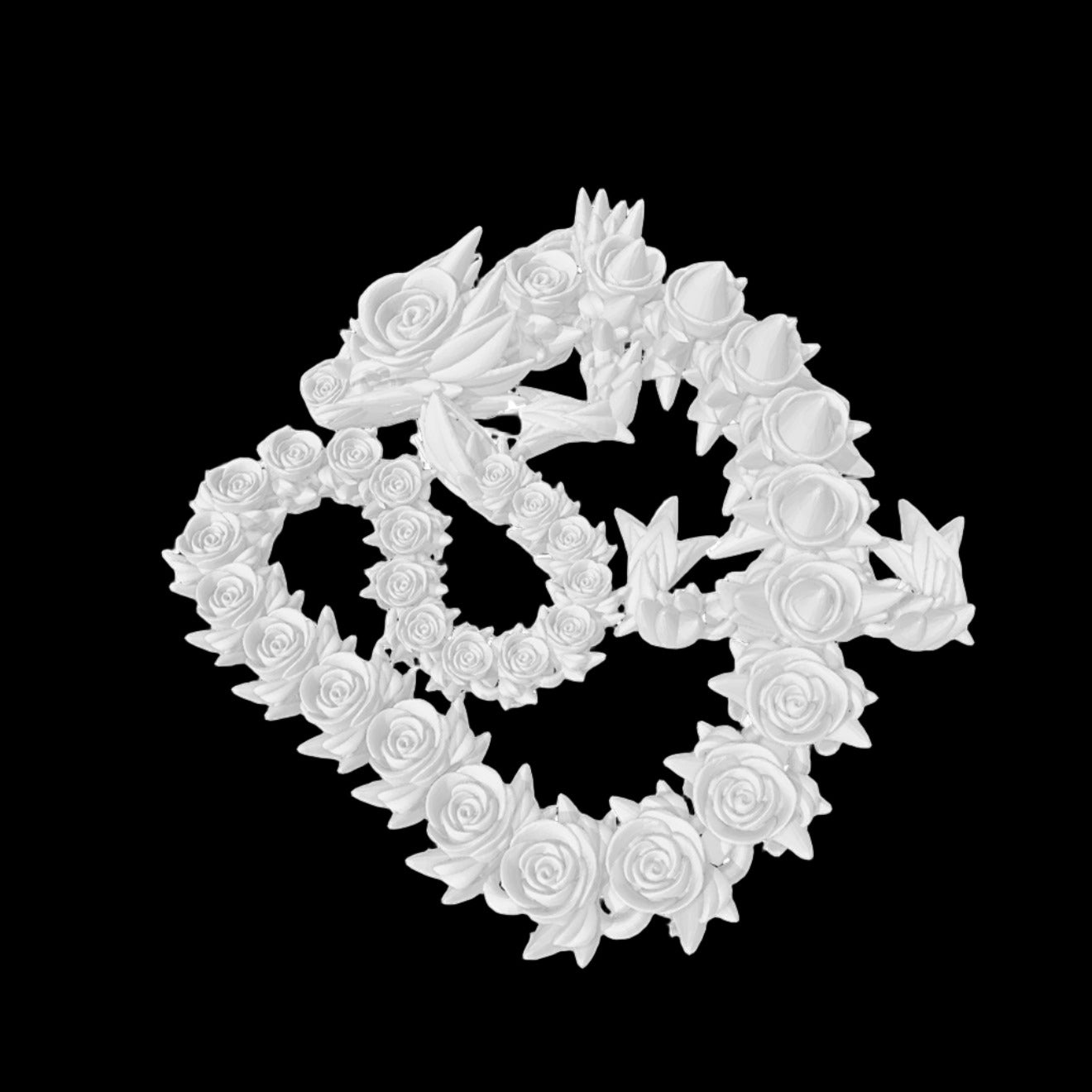 white dragon decorated roses leafs flexible articulated joints cinderwing3d personalisable customizable gift ornament desk toy adhd fidget