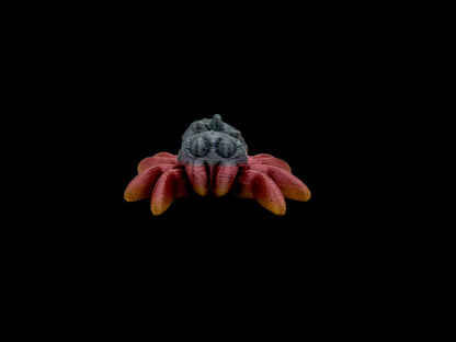 orange pink blue strawberry spider with glitters and crystal tiny small 3d-printed spider with articulated legs and body. Designed by Cinderwing3D, printed by 3d marvels in ireland