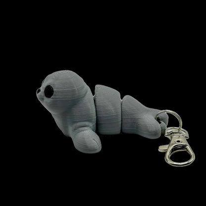 grey baby seal 3d-printed keychain fidget