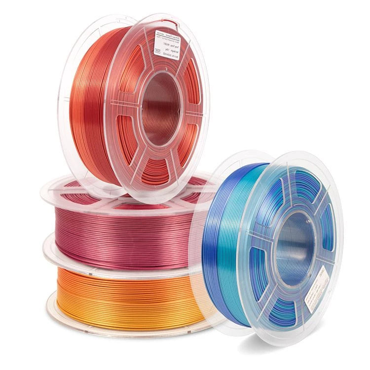 PLA Silk Red-Shiny Silver Gradient iSANMATE Filament PLASilk, PLASilkGradient 3D Marvels