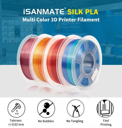 PLA Silk Red-Shiny Silver Gradient iSANMATE Filament PLASilk, PLASilkGradient 3D Marvels