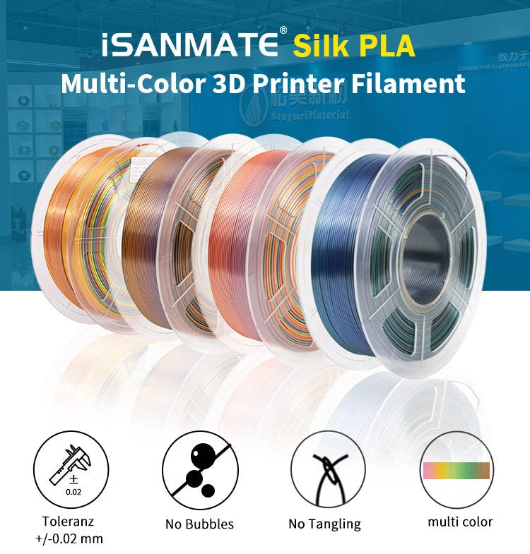 PLA Silk Rainbow 2 iSANMATE Filament PLASilkGradient 3D Marvels