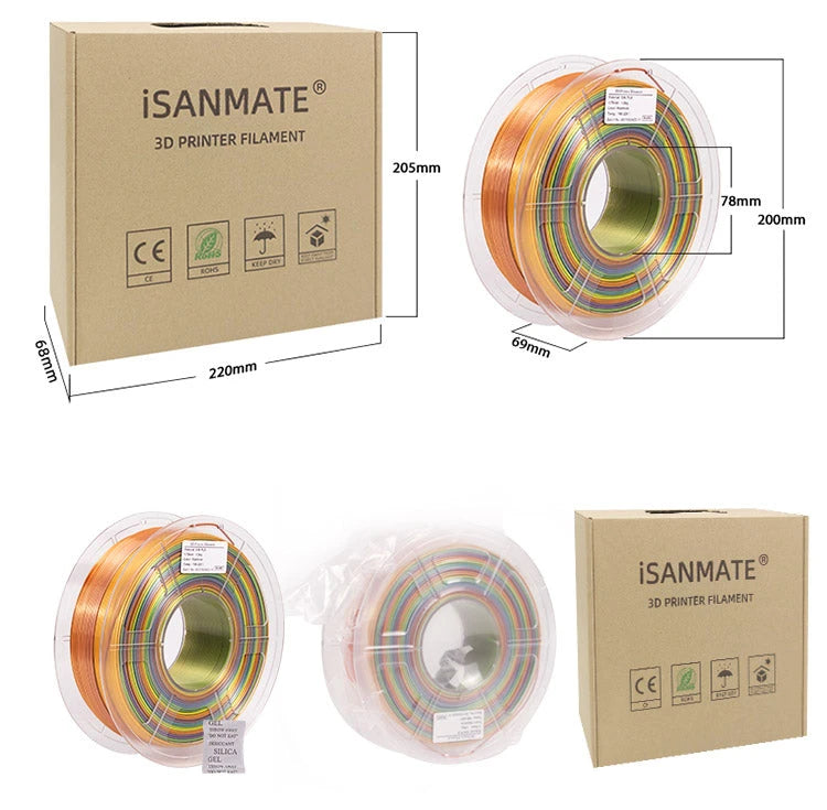 PLA Silk Rainbow 2 iSANMATE Filament PLASilkGradient 3D Marvels