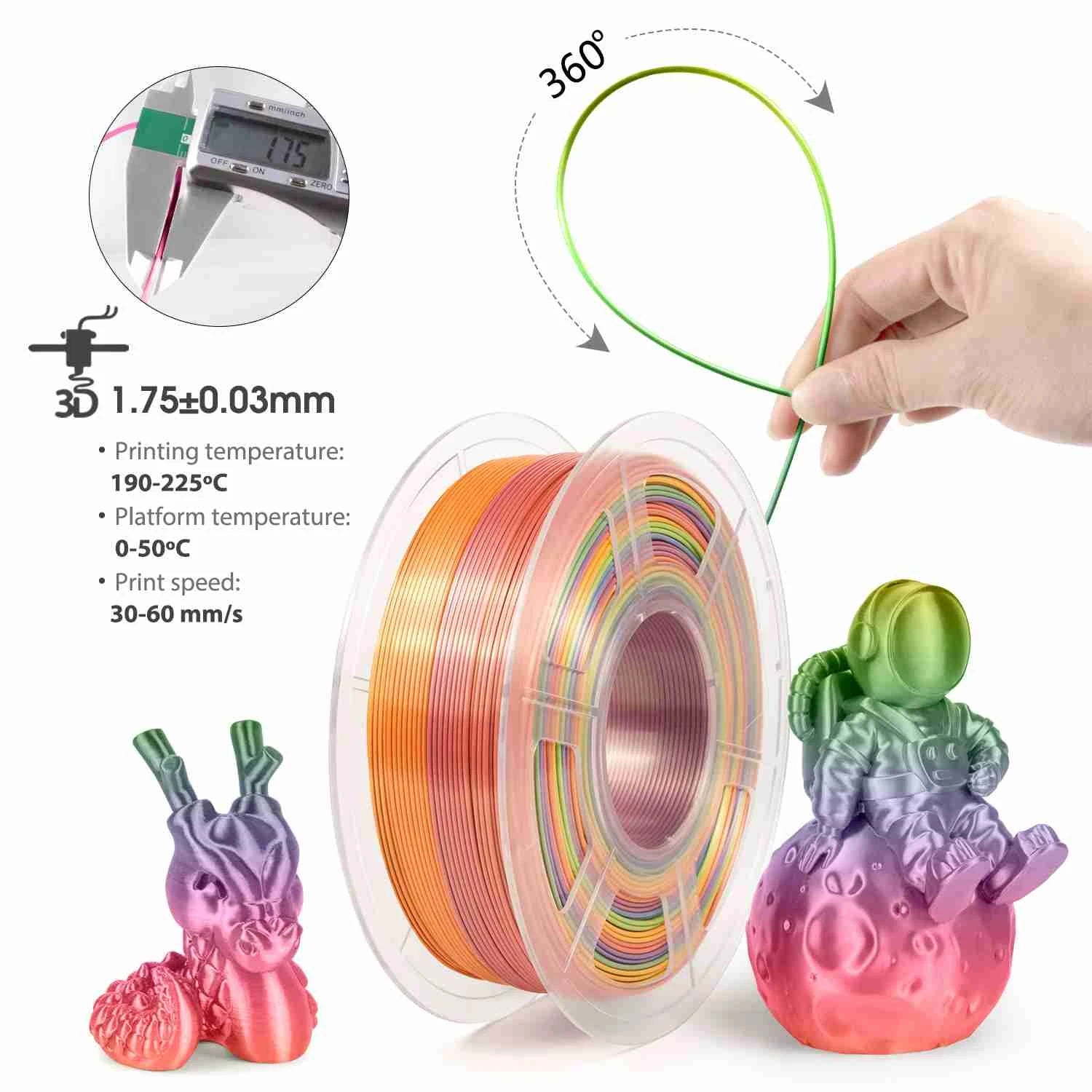 PLA Silk Rainbow 1 iSANMATE Filament PLASilkGradient 3D Marvels