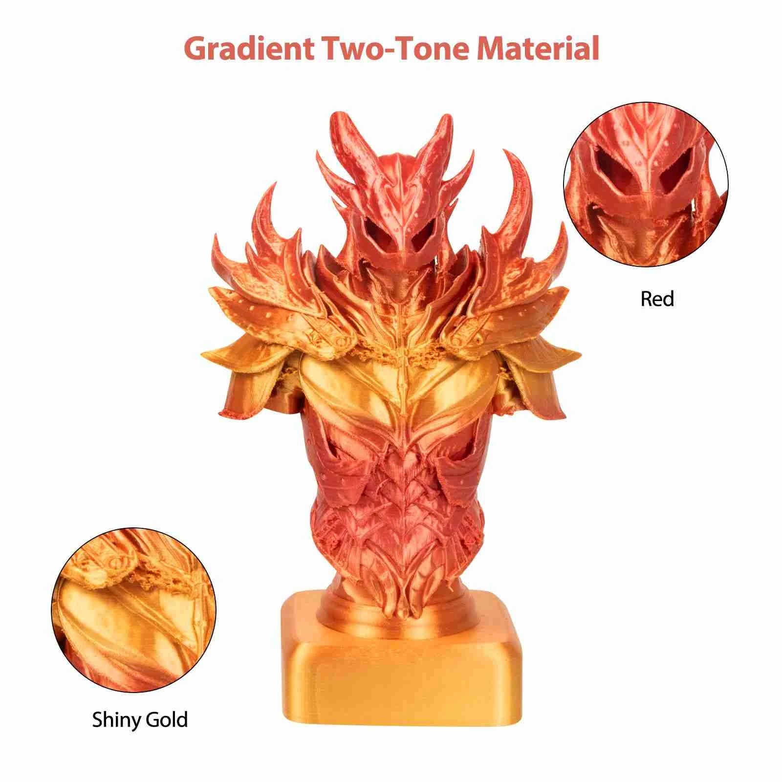 PLA Silk Red-Shiny Gold Gradient iSANMATE Filament PLASilk, PLASilkGradient 3D Marvels