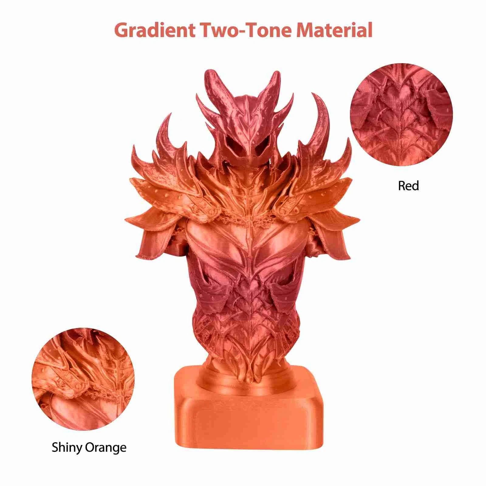 PLA Silk Red-Shiny Orange Gradient iSANMATE Filament PLASilk, PLASilkGradient 3D Marvels