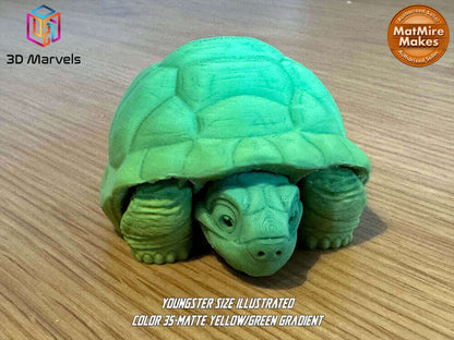 TurboTurtle 3D-Printed Articulated Toy: Innovative Seamless Design, Endless Play Eco-Friendly, Child-Safe Movable Limbs, desk fidget toy